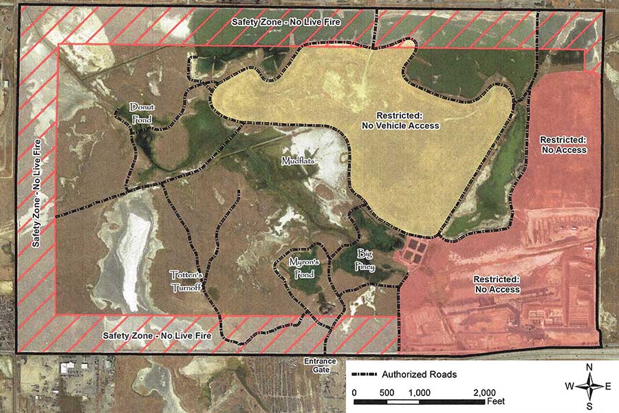 Map of conservation and dog training area near Lee Kay Public Shooting Range
